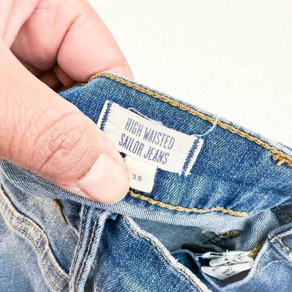 Madewell High Waisted Sailor Jeans Med Dark Wash Size 28 - Picture 4 of 8